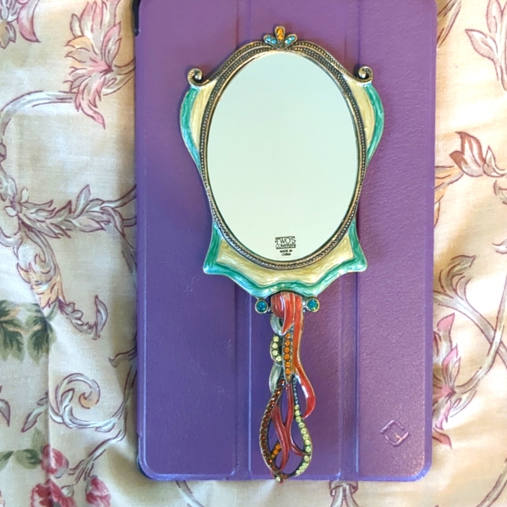 Two's Company Mandalay Austrian Crystal Hand Held Mirror - Picture 2 of 4